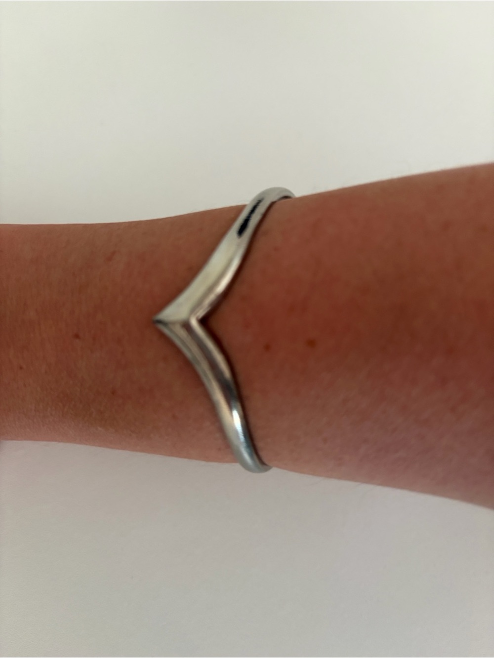Minimalist Silver V-Shaped Cuff Bracelet